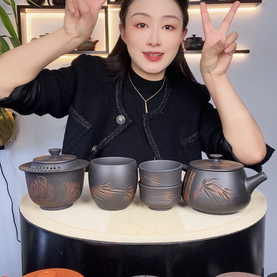 潘***子建水紫陶竹子300CC5件