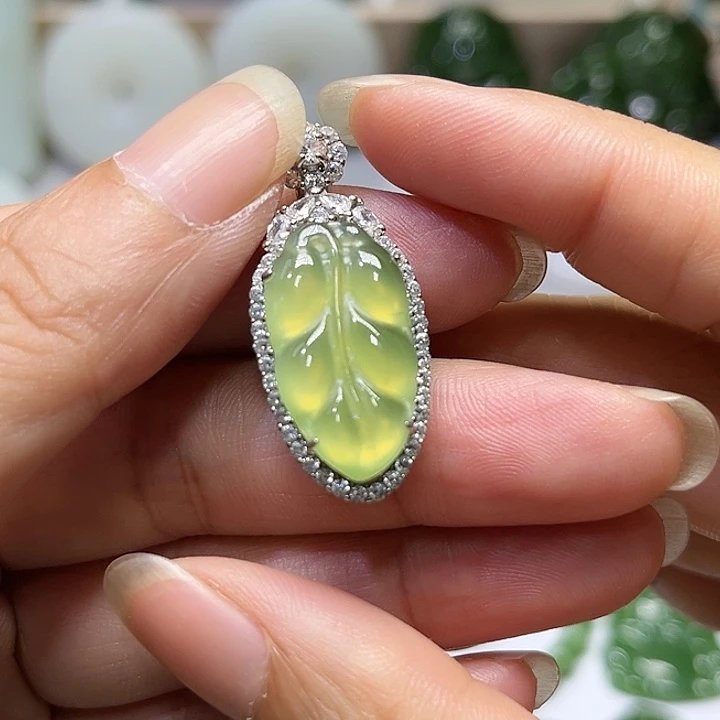 和田玉银S925镶嵌挂件