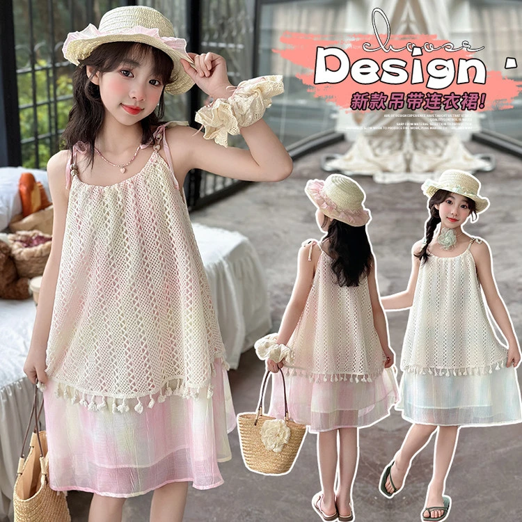 女童连衣裙夏2025新款女大童海边裙子度假风沙滩裙波西米亚吊带裙