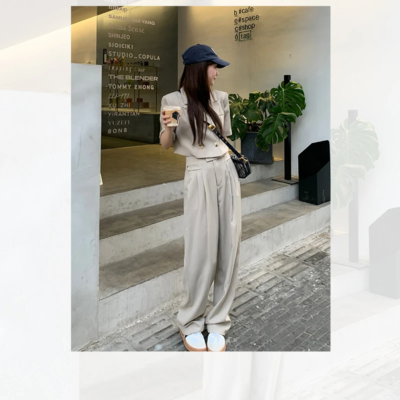 【伯利兹套装】于momo 西装套装女夏短袖西装外套小个子MG222001