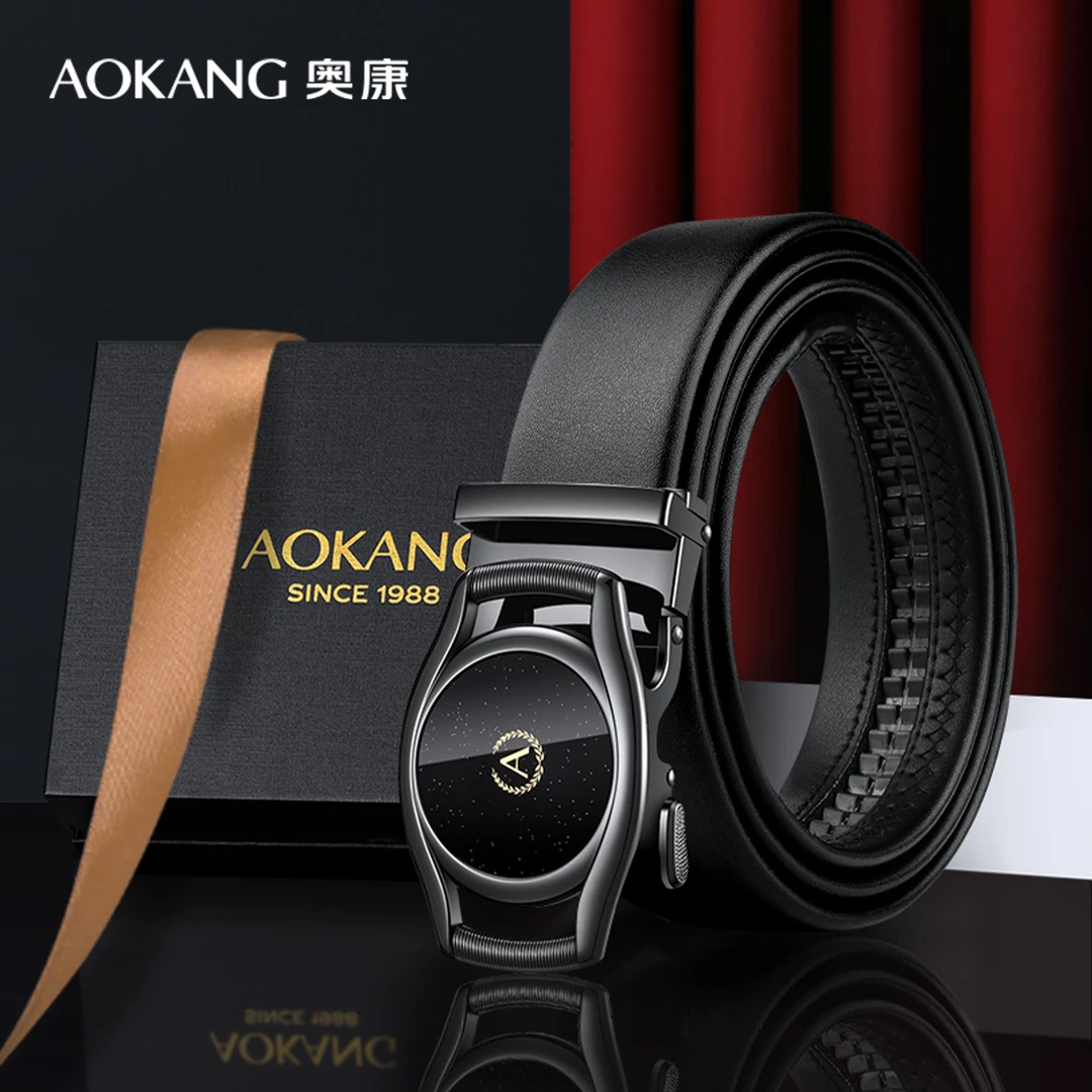 奥康男款男式男士牛皮皮带真皮腰带礼盒生日礼物皮带扣头高档痞帅