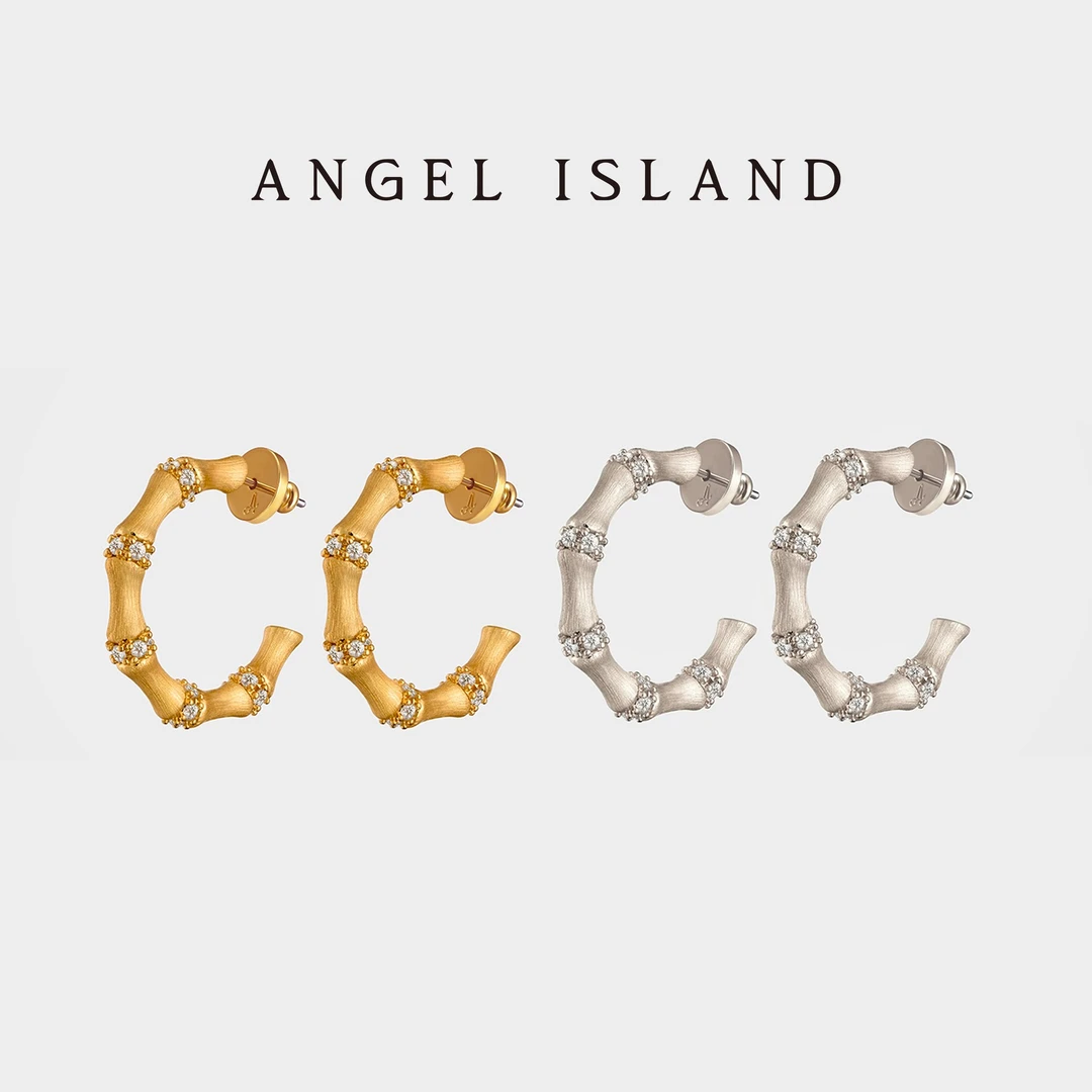 ANGEL ISLAND/天使岛屿 铜合金合成锆石耳饰 高级感竹节耳环拉丝