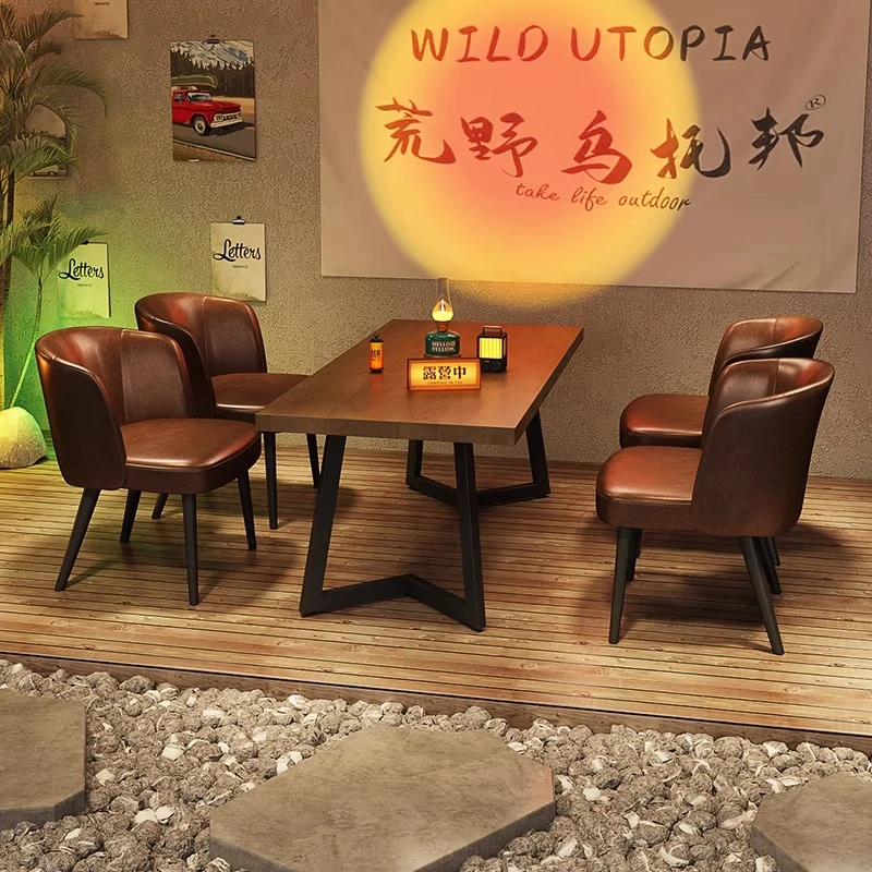 卡座沙发实木桌椅露营风酒吧清吧茶楼小酒馆烧烤奶茶店咖啡厅沙发
