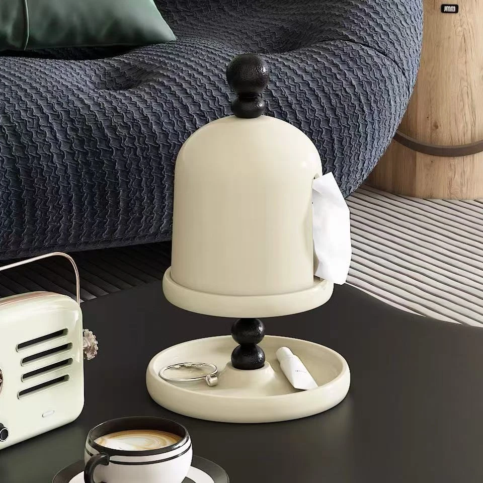 奶油风复古纸巾盒客厅高级感轻奢多功能桌面餐边柜高档家用抽纸盒