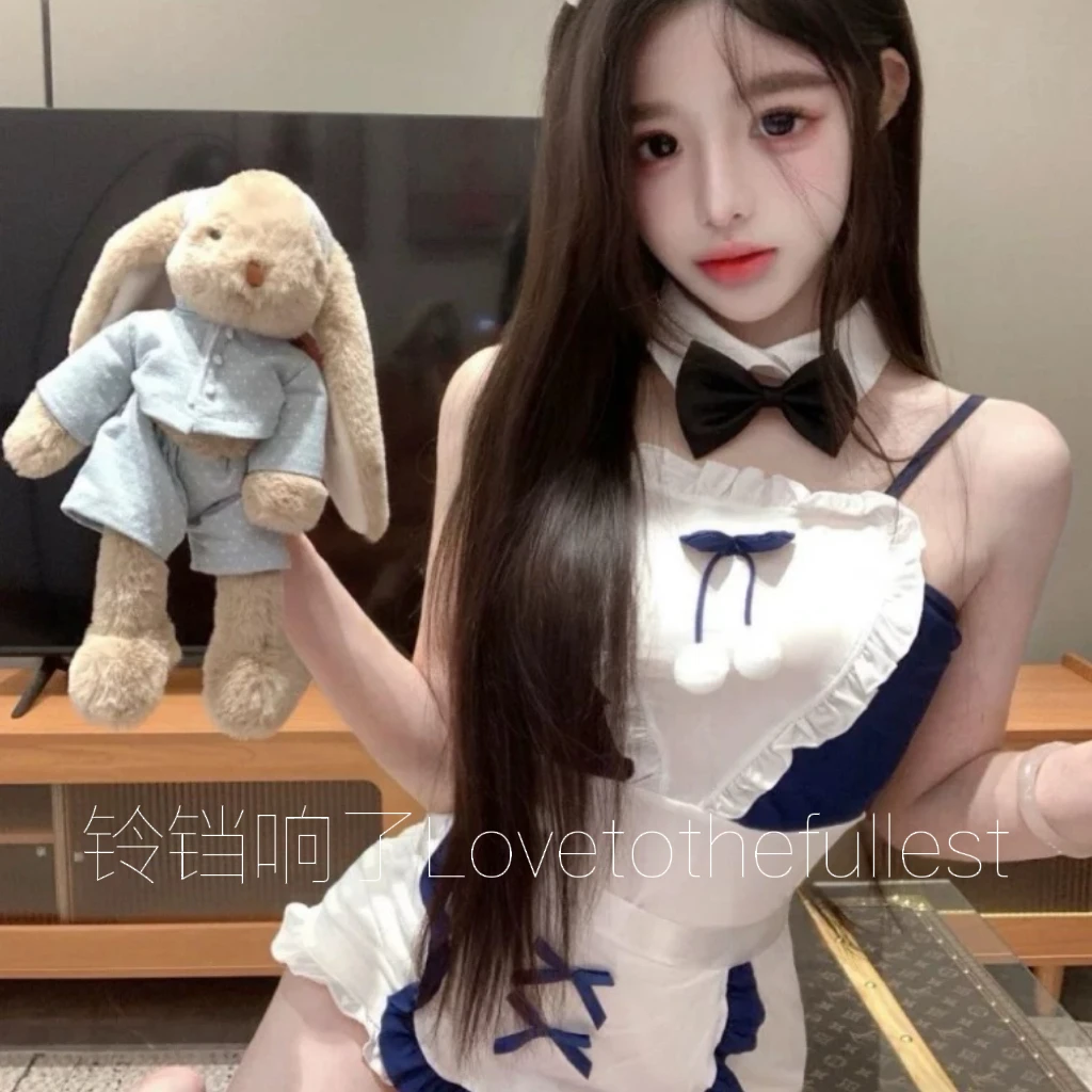 铃铛响了：纯欲风吊带睡裙显瘦包臀爱心辣妹性感蕾丝花边裙