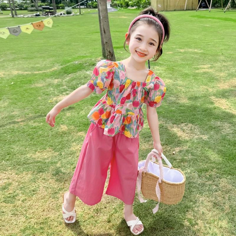 巴拉儿童网红女童套装夏装2025新款洋气时髦儿童女宝宝夏季韩范休