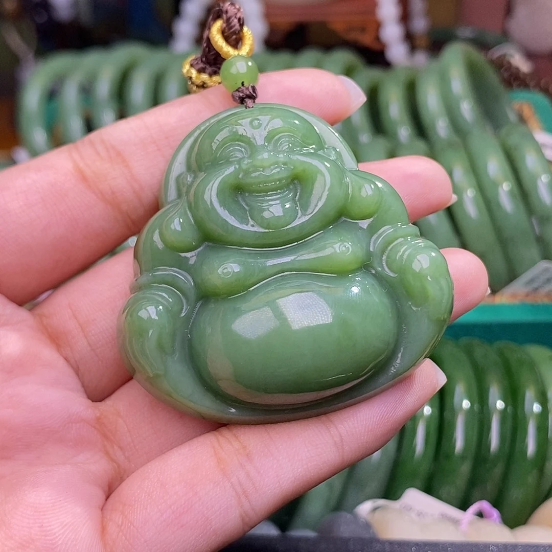 和田玉未镶嵌颈饰碧玉粉青老矿料大佛公