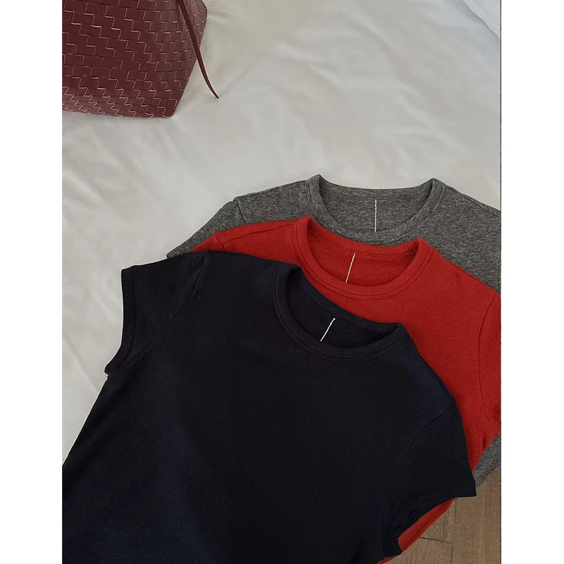 LUOZHIYIN/罗知音T612084TZ纯色圆领T恤短袖上衣