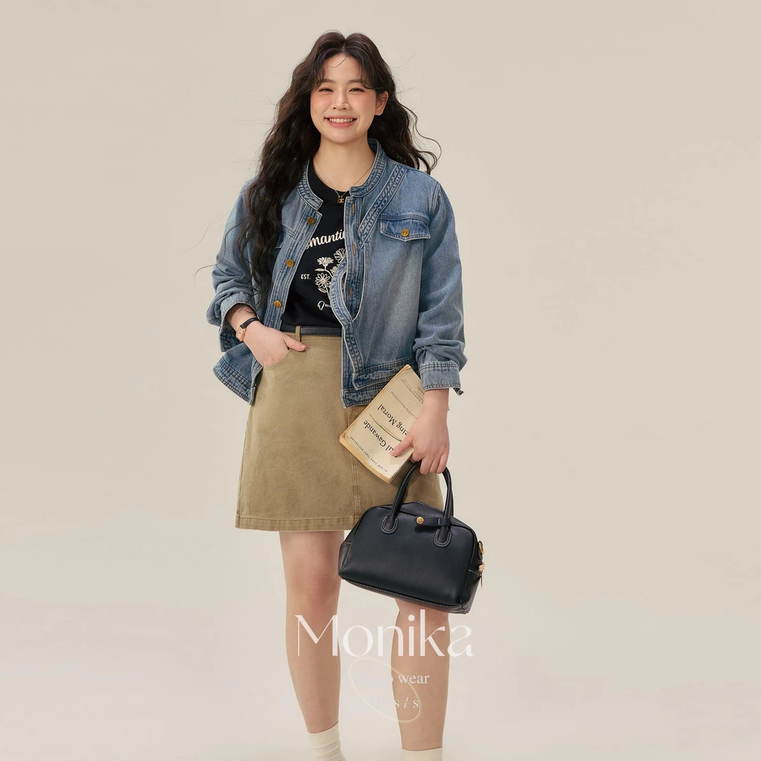 大码女装春季新款200斤胖mm韩版不规则牛仔开衫短外套上衣STYC130