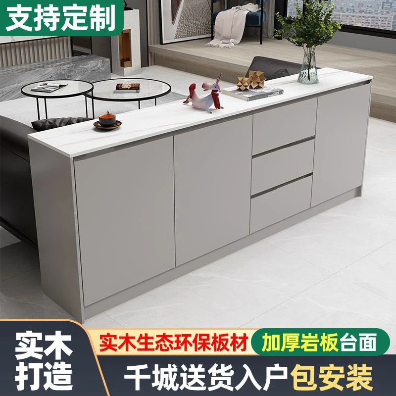 岩板餐边柜现代简约餐厅靠墙家用储物柜极简沙发靠背柜客厅隔断柜