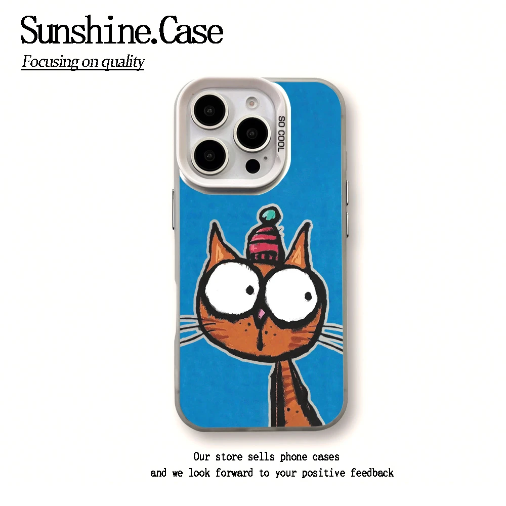 【彩银】大眼猫咪适用于苹果16promax华为vivo小米oppo防摔手机壳