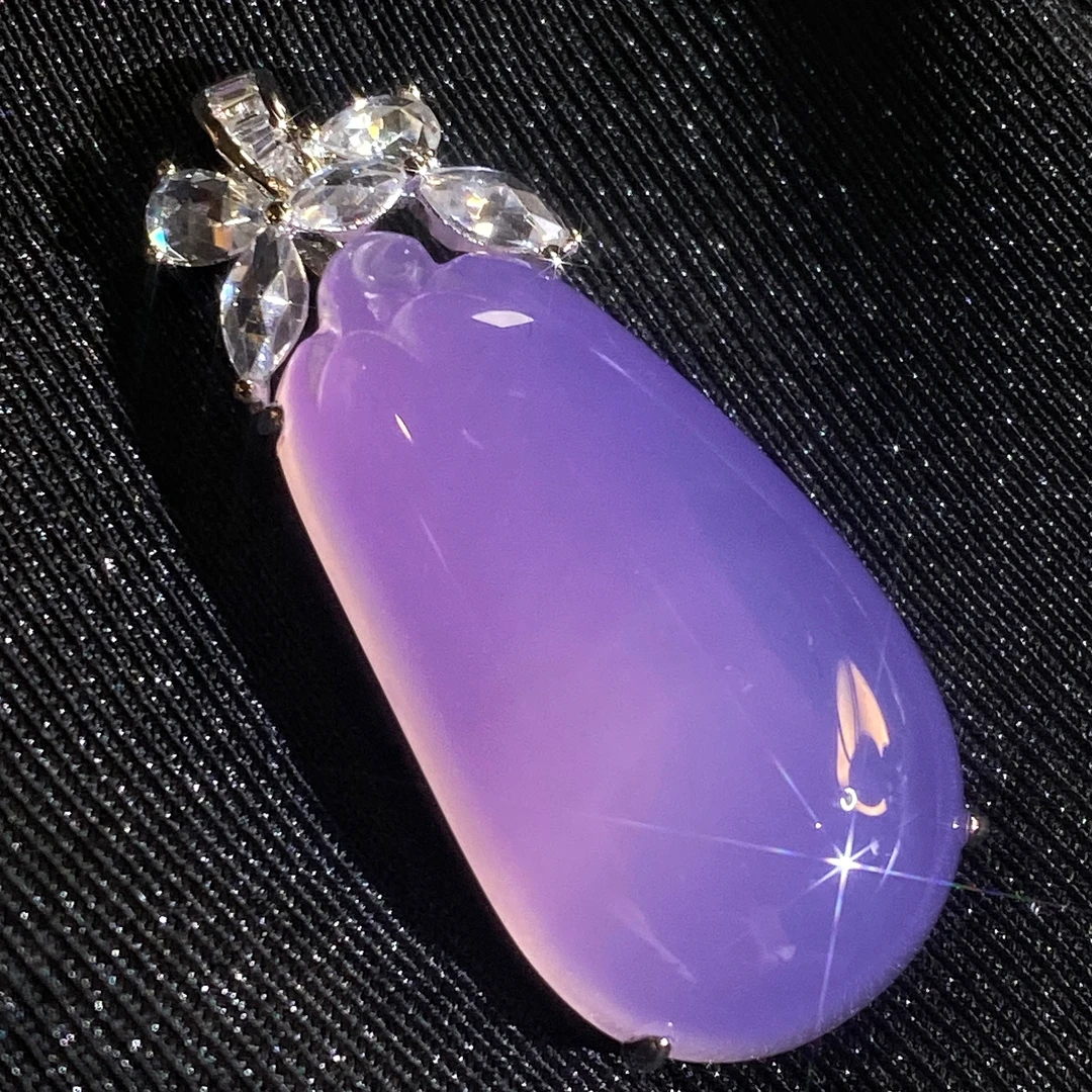 吊坠925银锆石 925银垫色镶嵌合成锆石紫色胖福瓜气质显白吊坠