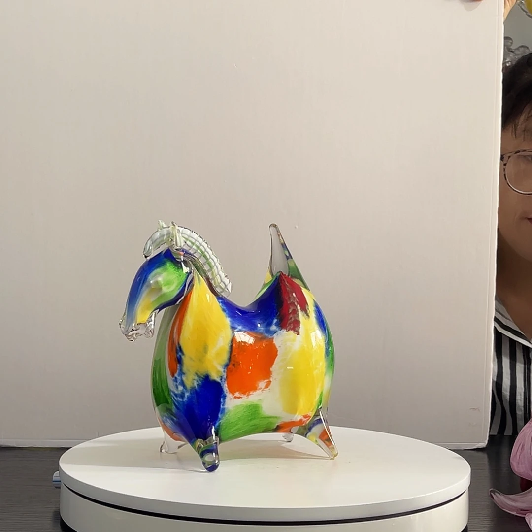 琉璃淄博琉璃，手工唐彩马