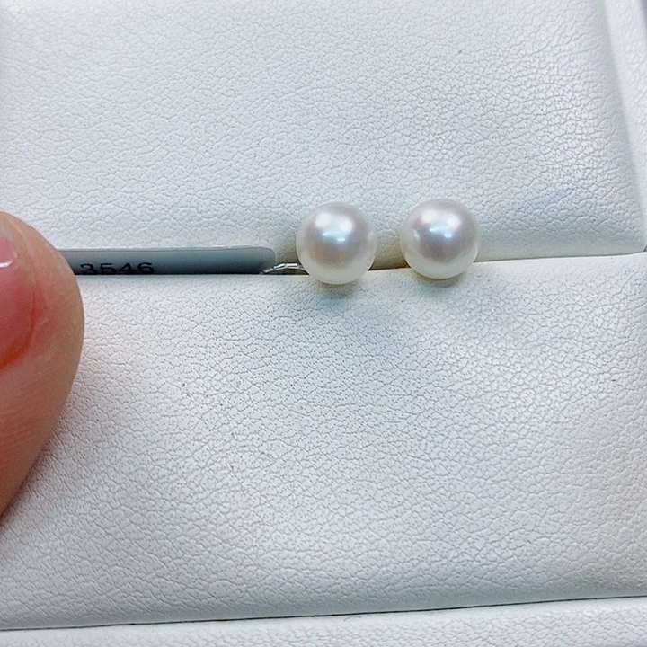 海水珍珠耳饰18K金镶嵌6.5-7