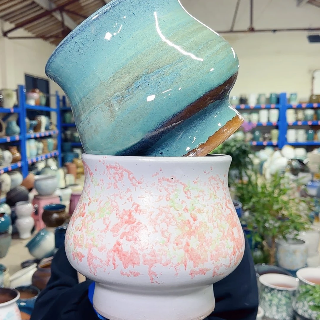 紫砂花盆高20口19