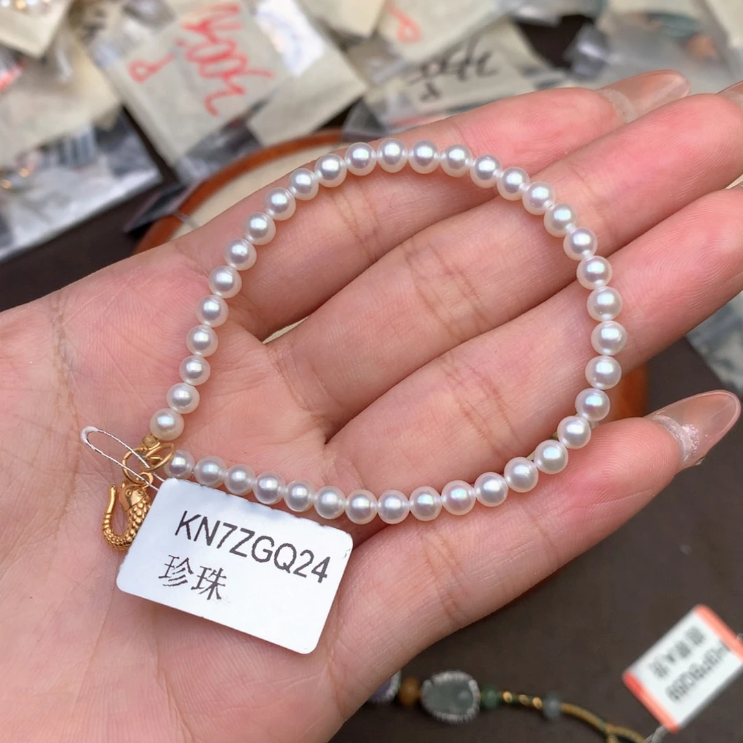 廊***色银S925镶嵌手绳淡水珍珠一