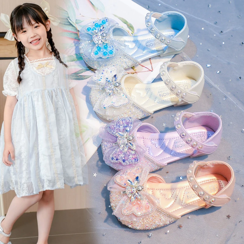 女童包头凉鞋夏季2025新款软底宝宝公主鞋中大童水钻女孩儿童单鞋