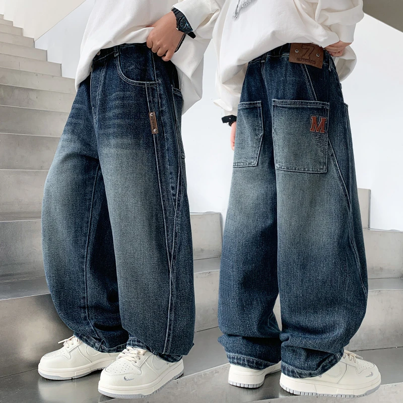男童牛仔裤春秋宽松2025中大童休闲韩版长裤儿童秋季裤子洋气潮流