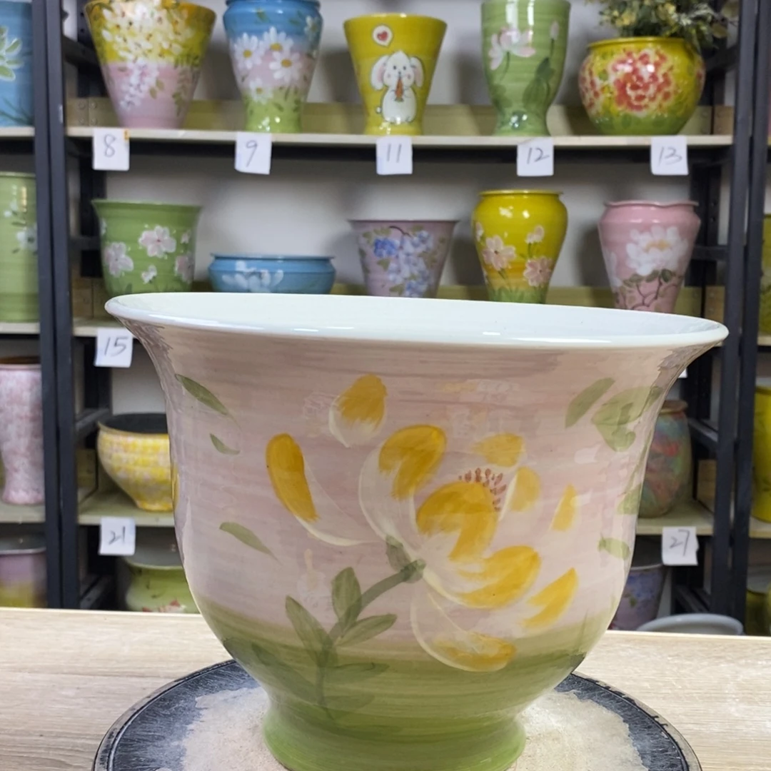 景德镇手绘陶瓷花盆