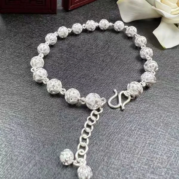 足银手链 FUYU足银制品 41 镂空绣球手链时尚潮流流行元素