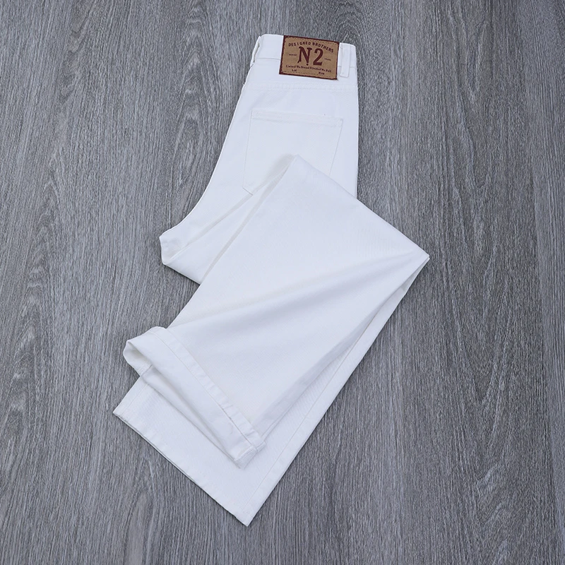 新品白色窄版直筒牛仔裤女2025年春夏季高腰显瘦垂感百搭阔腿裤子