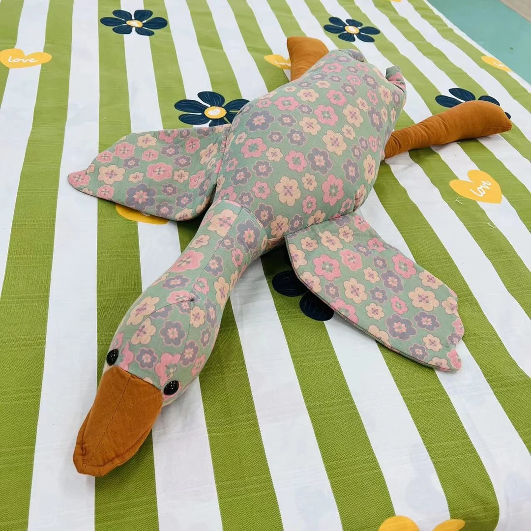 色织双层纱【大鹅抱枕】<单个装>成人婴幼儿大号手工复古透气棉枕