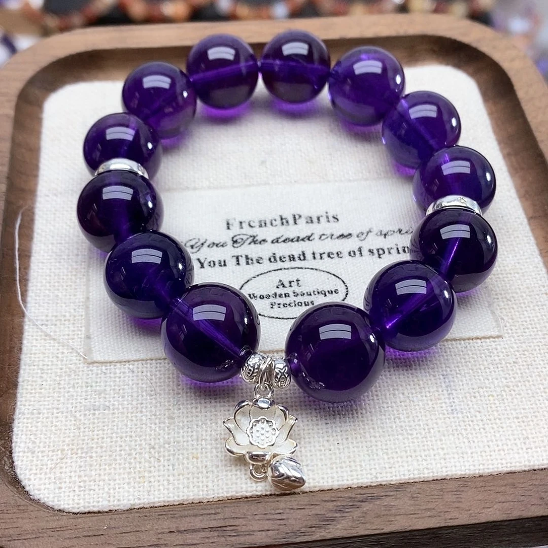 水晶手链未镶嵌六****）乌拉圭紫水晶手串