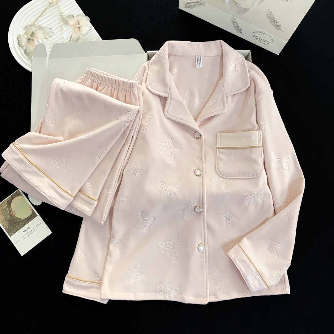 1号女士德绒保暖长袖长裤睡衣家居服套装秋冬季新款奢华舒适时尚