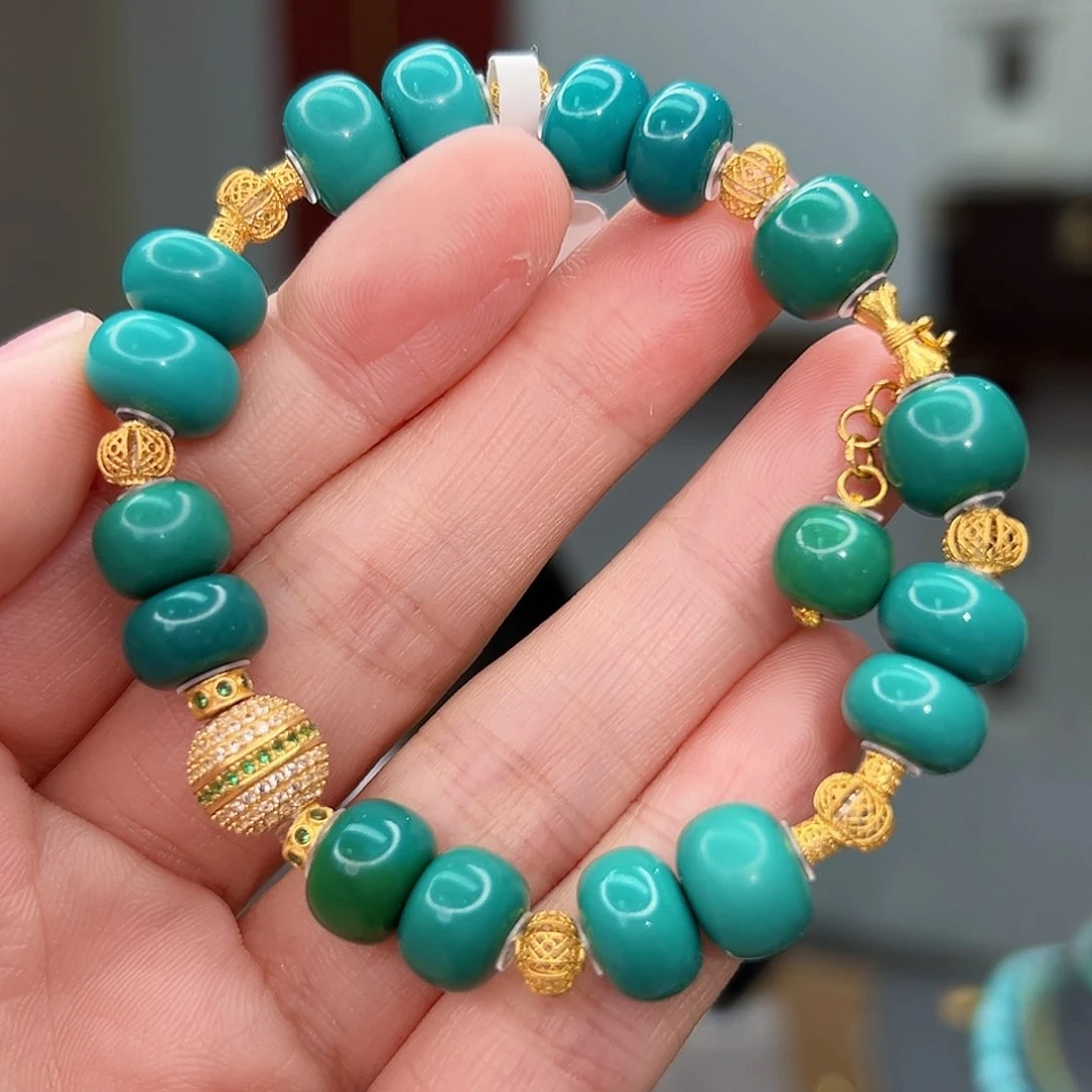 绿松石珠宝奇石18K金镶嵌