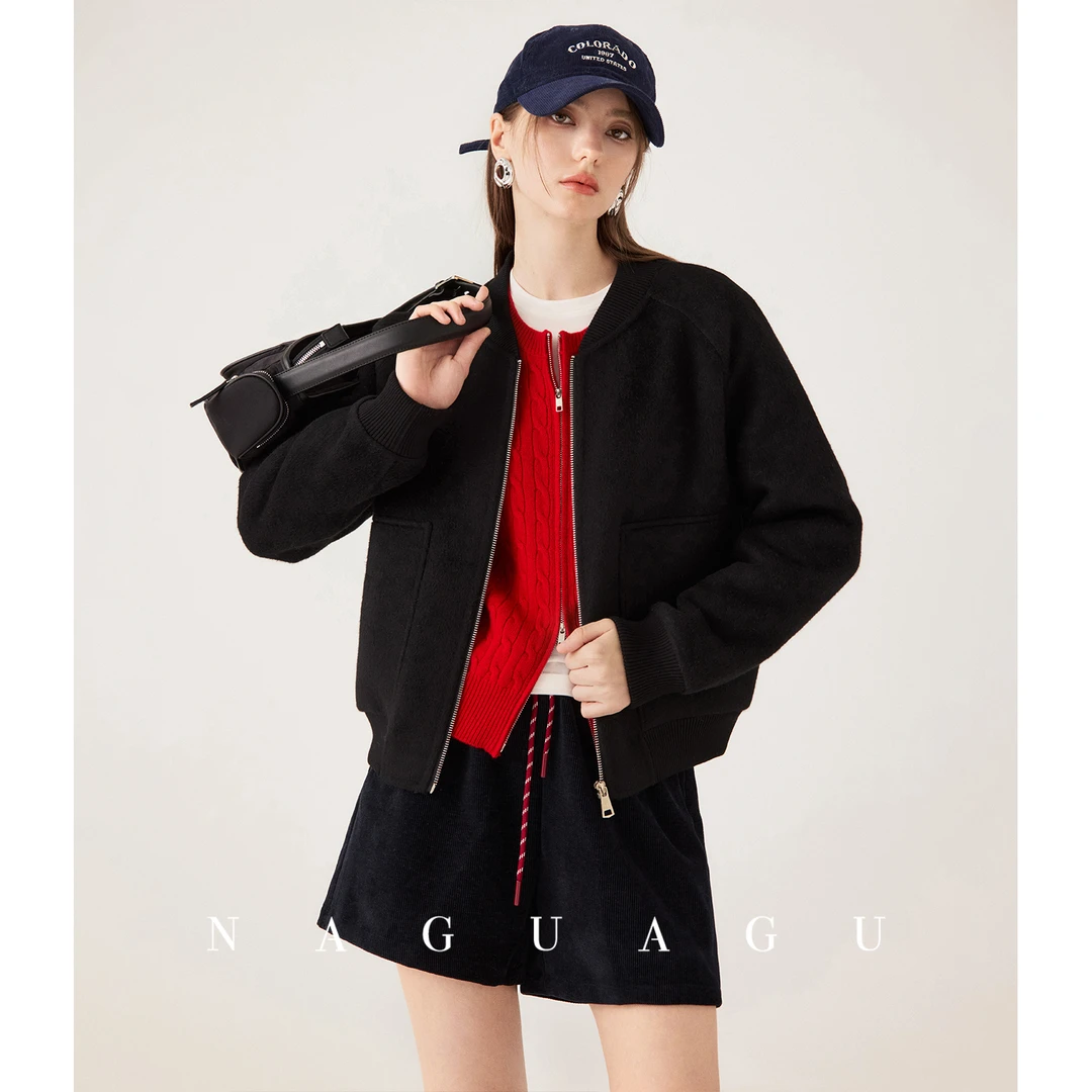 【加纳驼绒短毛呢】高支驼绒 短款球服拉链毛呢外套FY1MN0487-A