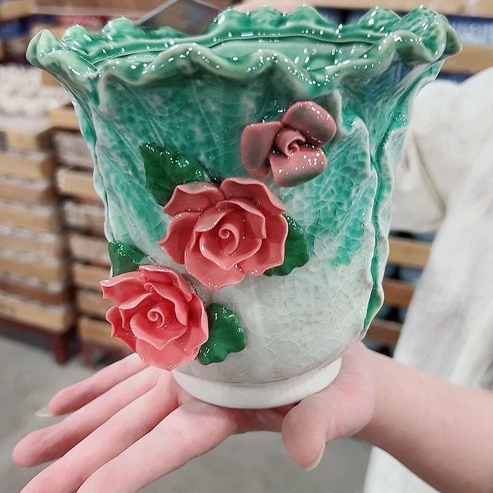 有孔.凑满10元发货多肉陶瓷花盆！