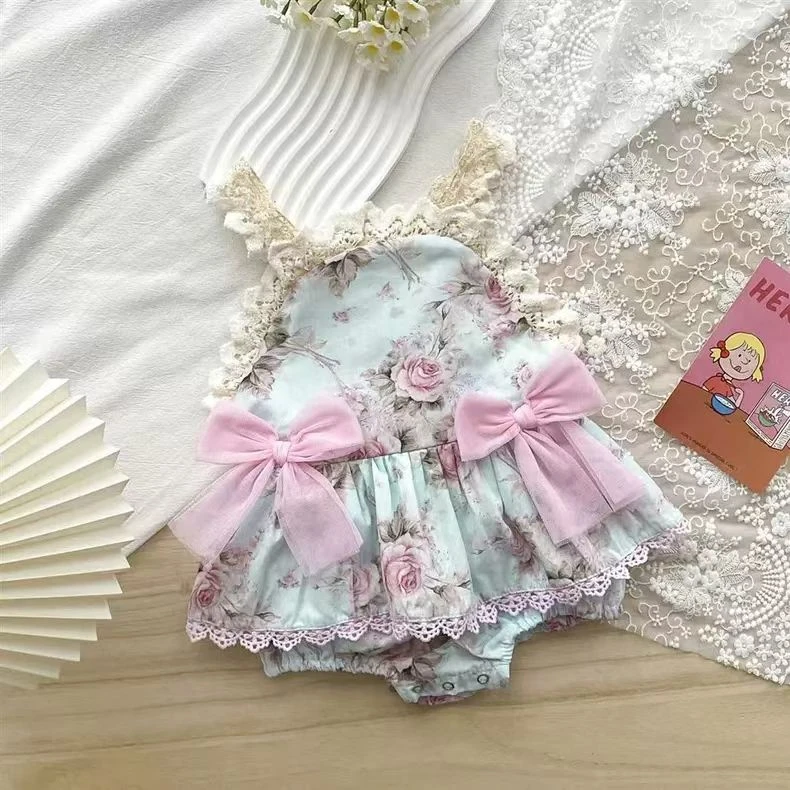 夏季洋气婴幼儿公主夏装爬服裙儿童洛丽塔裙子女宝吊带裙哈衣