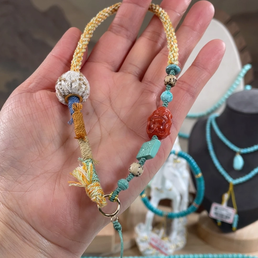 绿松石未镶嵌套链手机链