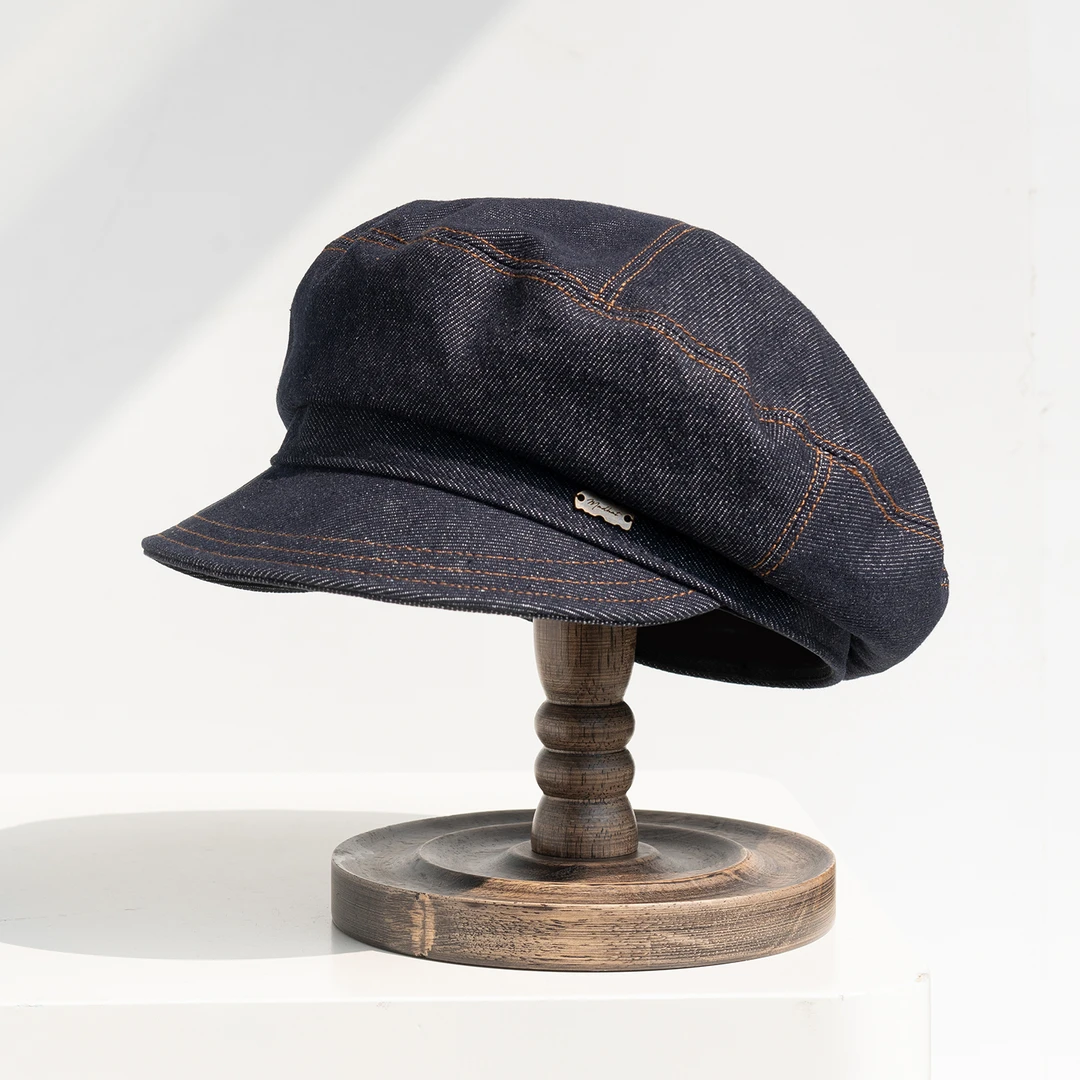 疯帽子 水洗牛仔鸭舌帽女韩版帅气报童帽子百搭逛街布帽 25年秋新