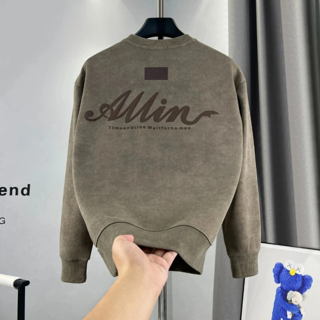 男士2025秋季植绒发泡爆款轻奢上衣男休闲扎染长袖圆领卫衣【9620】