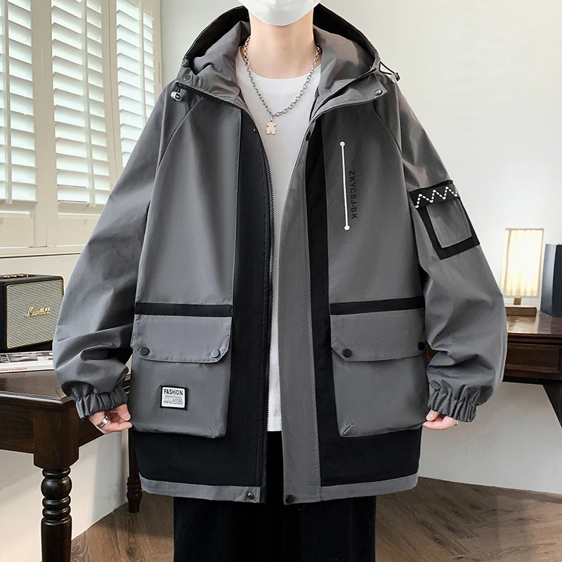 春季新外套男宽松休闲夹克连帽外套夹克爆款外套男外套休闲