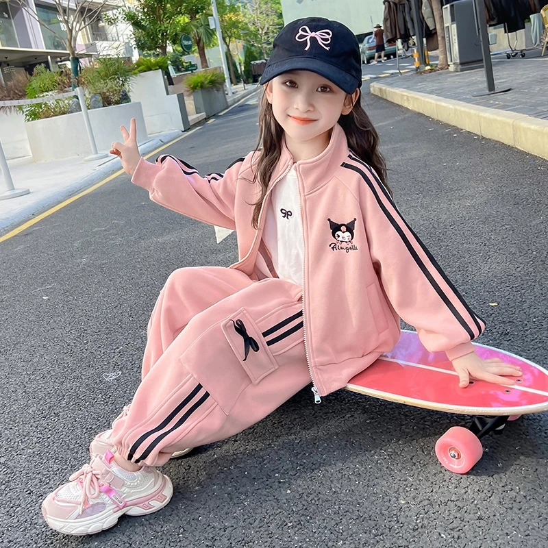 女童洋气库洛米套装春秋款时髦女宝宝休闲两件套时髦小童运动装