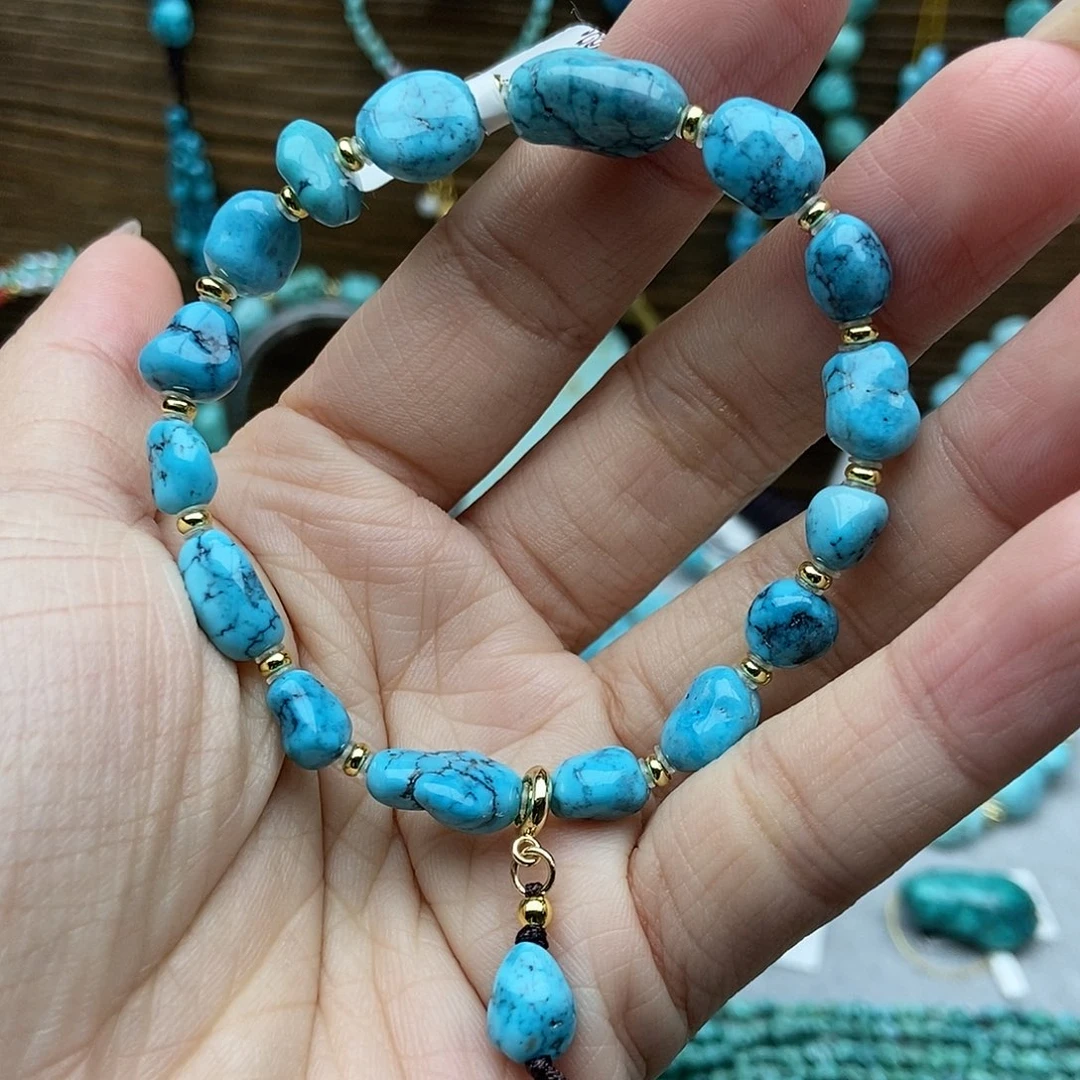绿松石未镶嵌玉化蓝随行手串