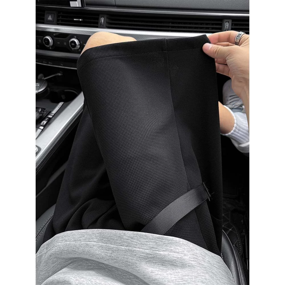 冰丝格子短裤男款夏季送腰带潮牌半截裤hiphop休闲高街百搭中裤子