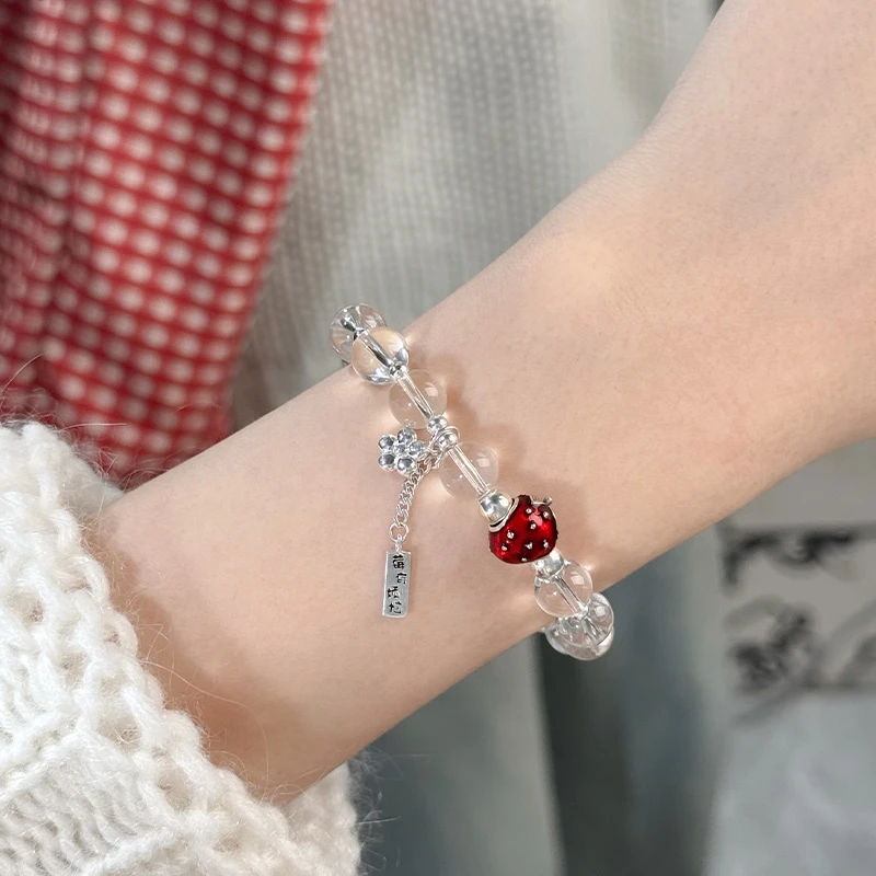 早兰 925银珐琅手链 【莓有烦恼手串】925清新可爱时尚百搭草莓手串