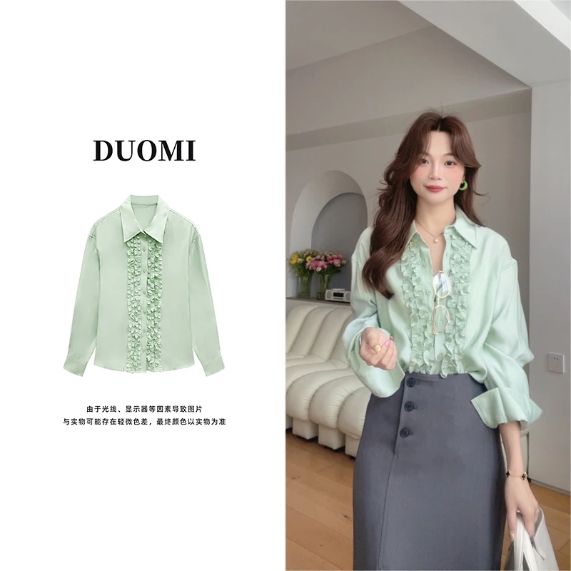 【DUOMI】春季新款女装百搭时尚小众风格设计感衬衫上衣女Q60198