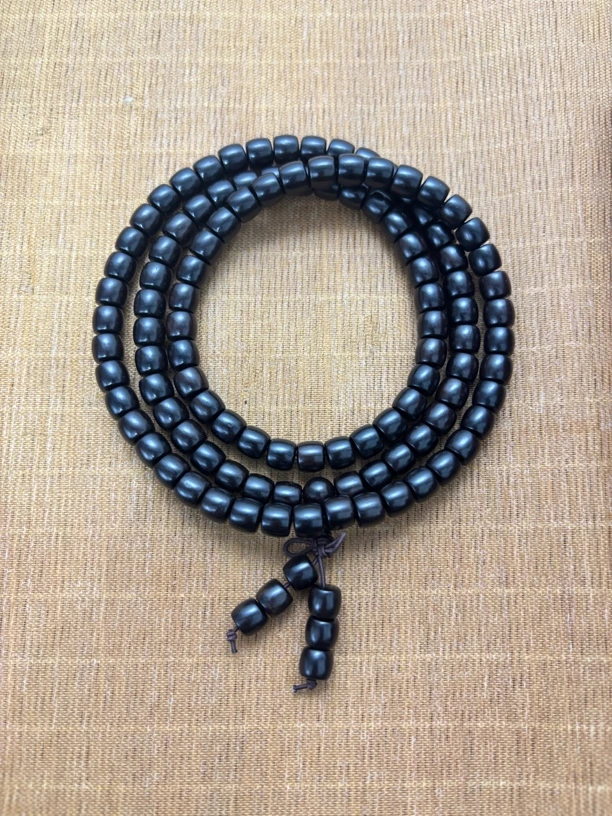 H 正宗黑檀紫光檀木 8✖️108直切老型桶珠文玩佛珠手串