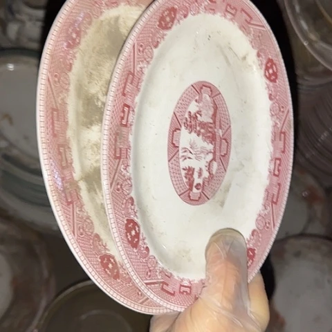 瓷片国营厂库存微瑕21厘米椭圆2个