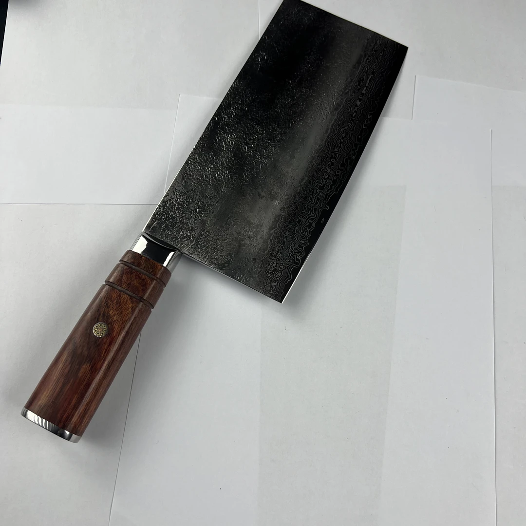 日本青钢大马士革钢手工锻打刀背渐薄专业桑刀菜刀片刀切片菜刀