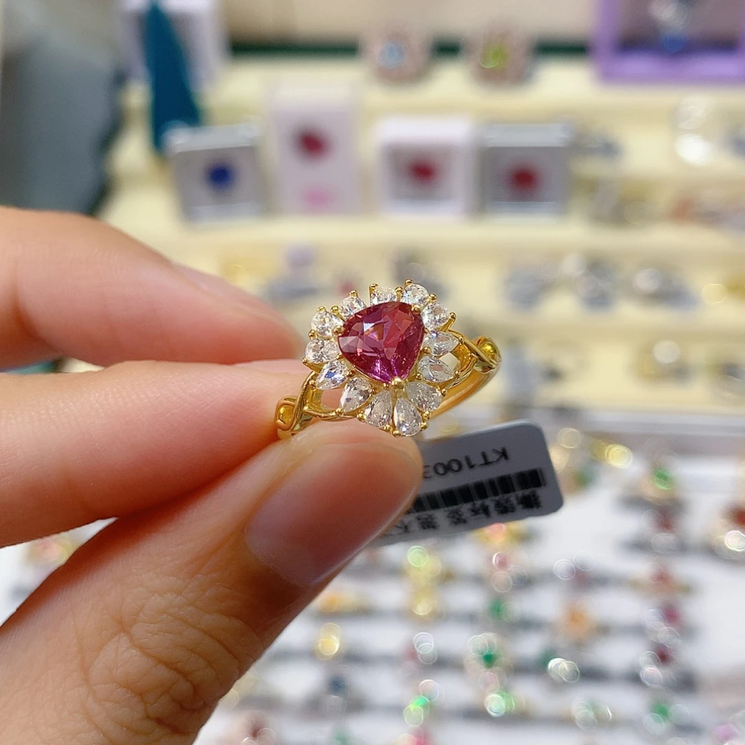 碧玺银S925镶嵌戒指戒指