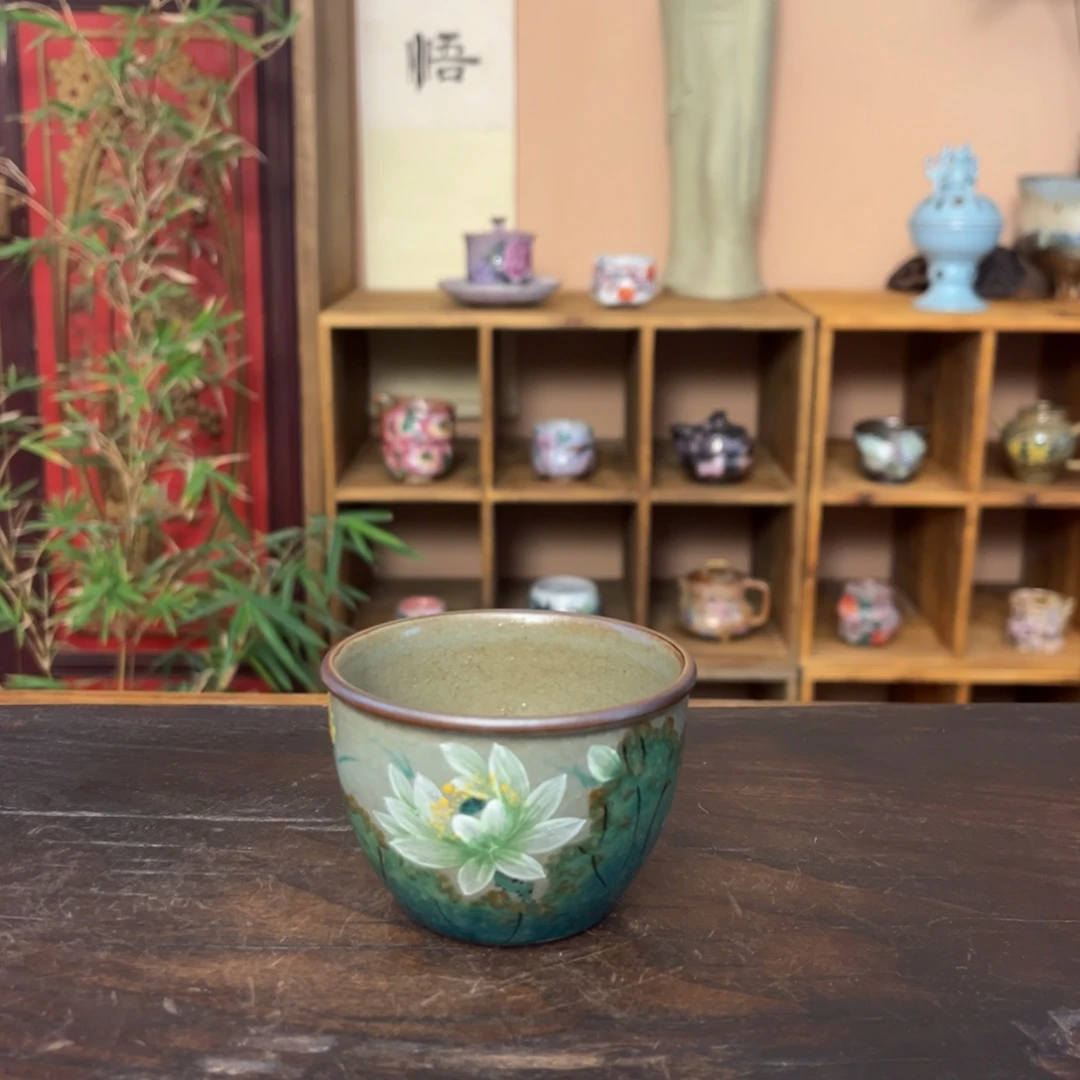 杯柴烧纯手工手绘陶瓷