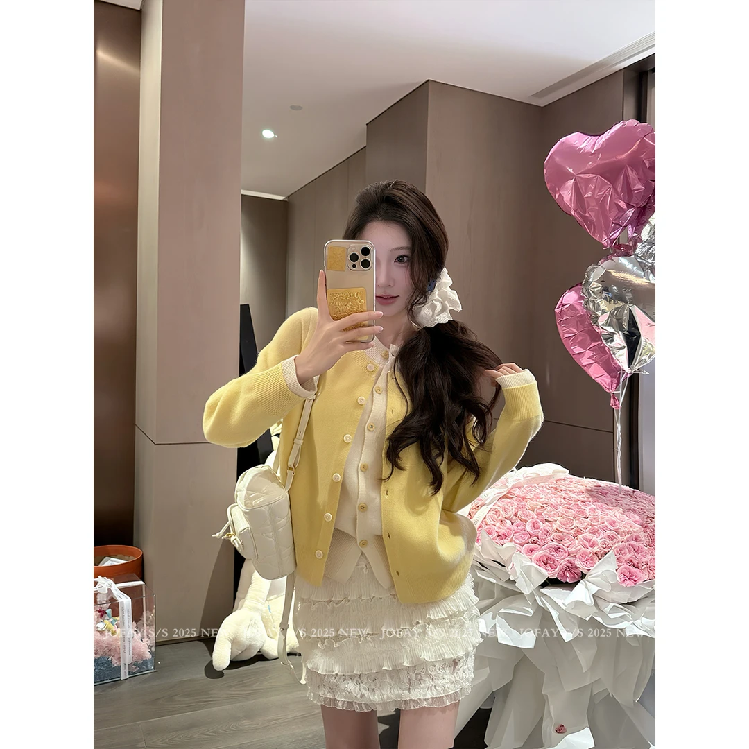 【CHASINGLIGHT】“春日撞色羊毛外套”拼色假两件针织衫#M1201/18号