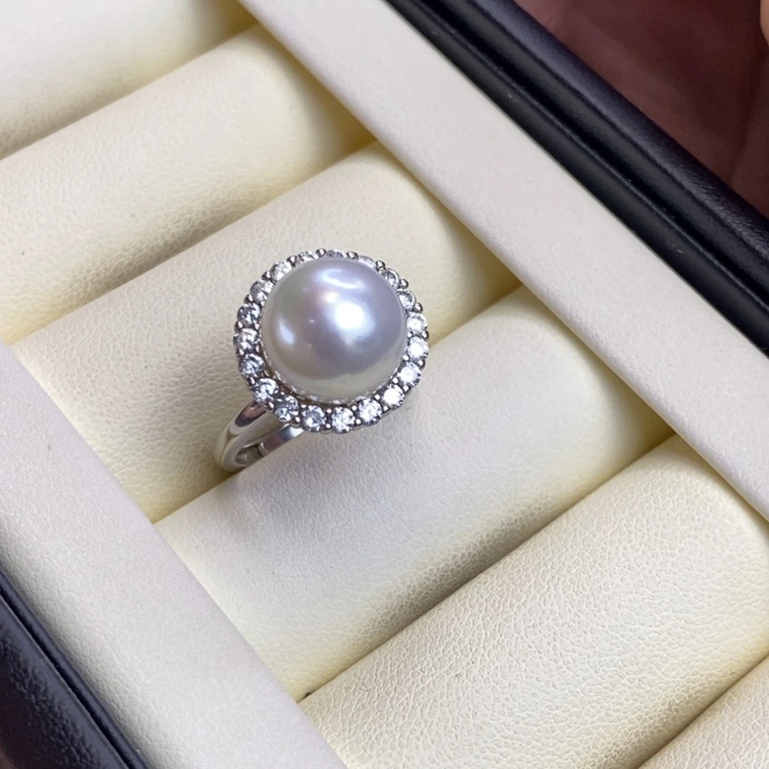 小***邓淡水珍珠戒指银S925镶嵌特价微瑕