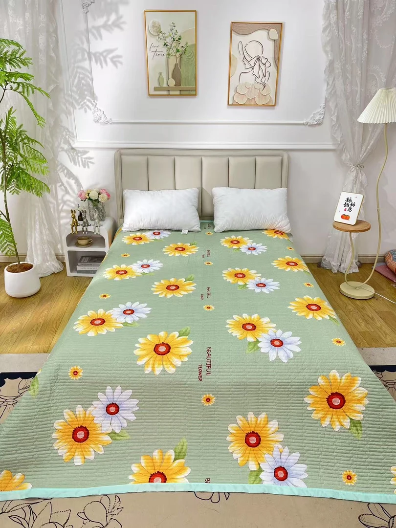 【太阳花】230*250绗缝四季床盖三层夹棉防滑双面加厚机洗手洗