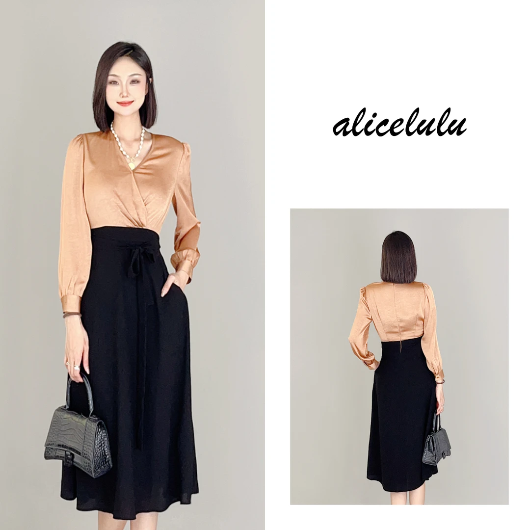 5 alicelulu “女主穿搭”连衣裙 气质通勤 时髦拼接 S2138925Q